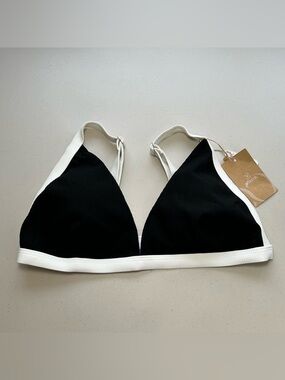 Berlook Bikini Top Black Contrast Plus Size 18 Triangle Swimwear